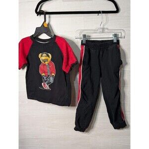 Quad Seven Boys 2PC Set Size 4 Hip Hop Bear T-Shirt & Joggers streetwear prek